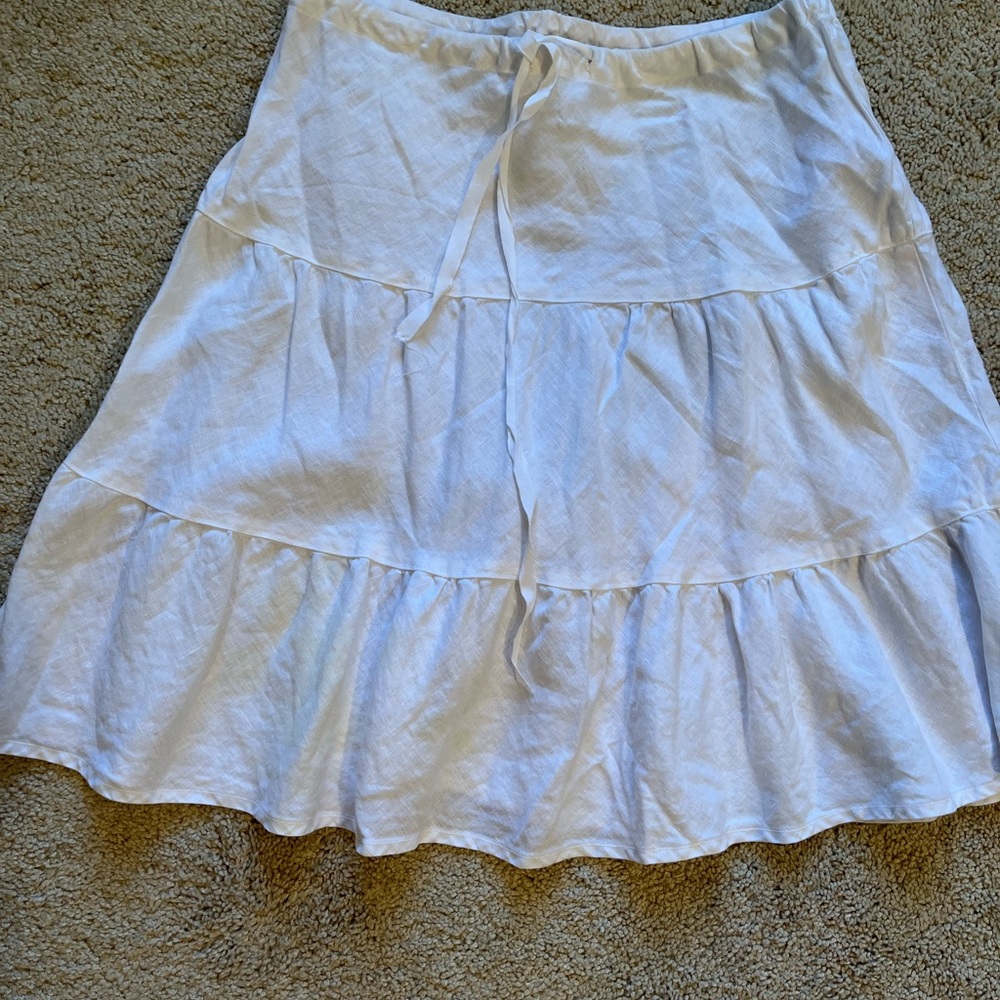 ALLEN ALLEN Linen flare tiered Skirt Sz Medium
